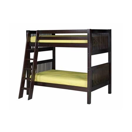 CAMAFLEXI Bunk Bed Mission Headboard Angle Ladder Cappuccino Finish- Twin Size Mattress C912A_CP